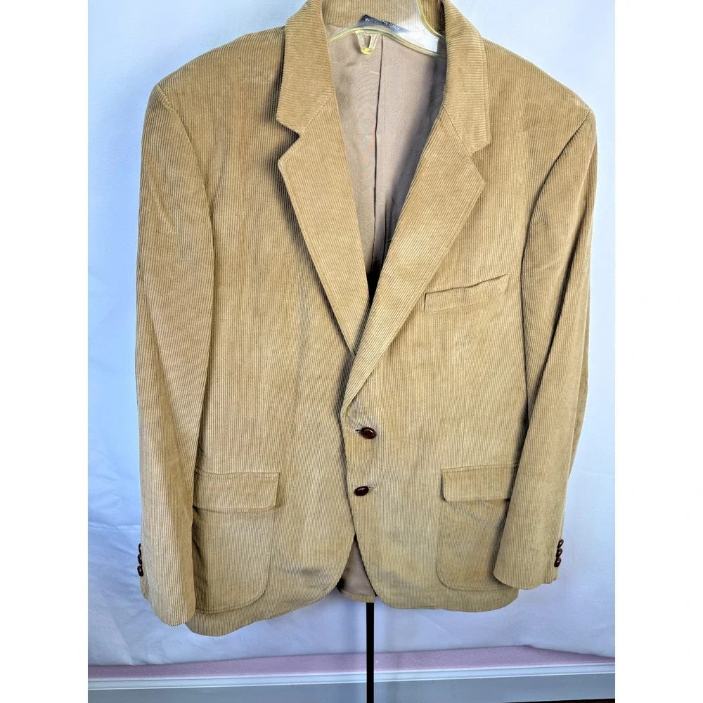 Vintage Corduroy Sport Coat Blazer Cotton Lined Classic Menswear 44L